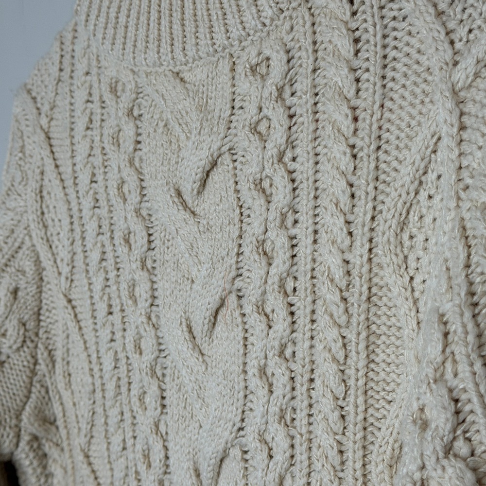 Ralph Lauren Double RL Cable Knit Wool Silk Sweater Dress Cream Mock Neck Medium - Picture 15 of 16